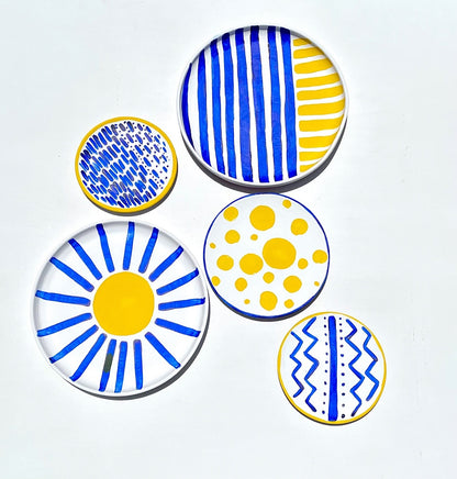 Blue and Yellow Symbolism Patterns Wall Plates