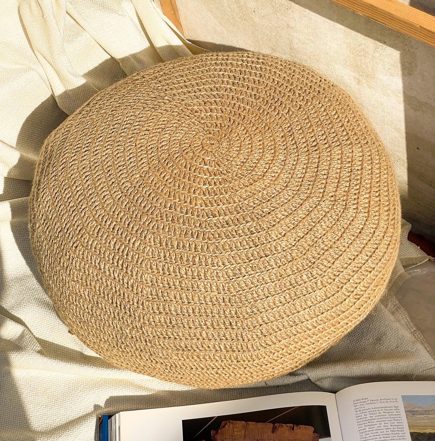 Jute Boho Pouf