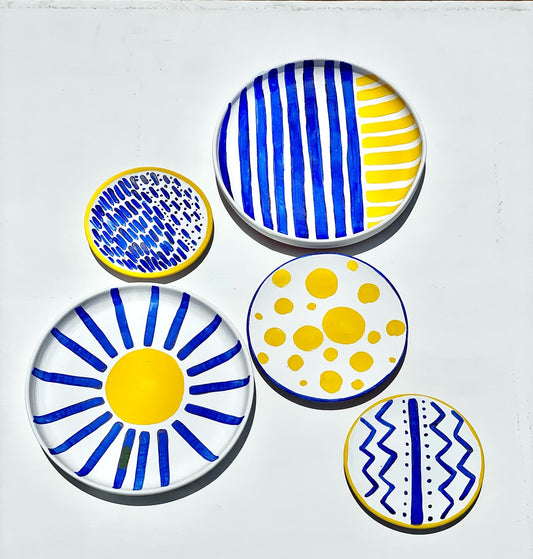 Blue and Yellow Symbolism Patterns Wall Plates