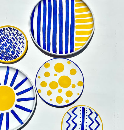 Blue and Yellow Symbolism Patterns Wall Plates