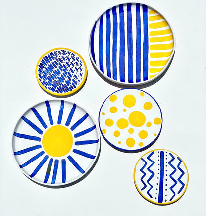 Blue and Yellow Symbolism Patterns Wall Plates