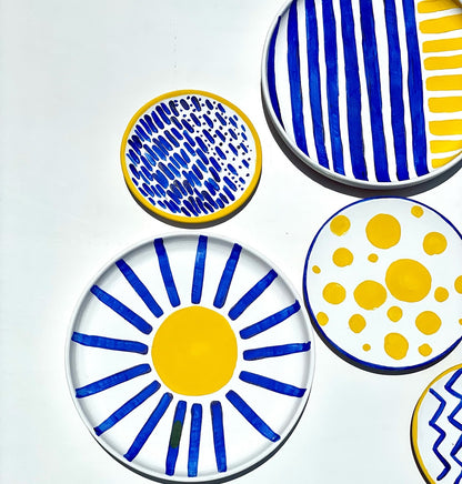 Blue and Yellow Symbolism Patterns Wall Plates