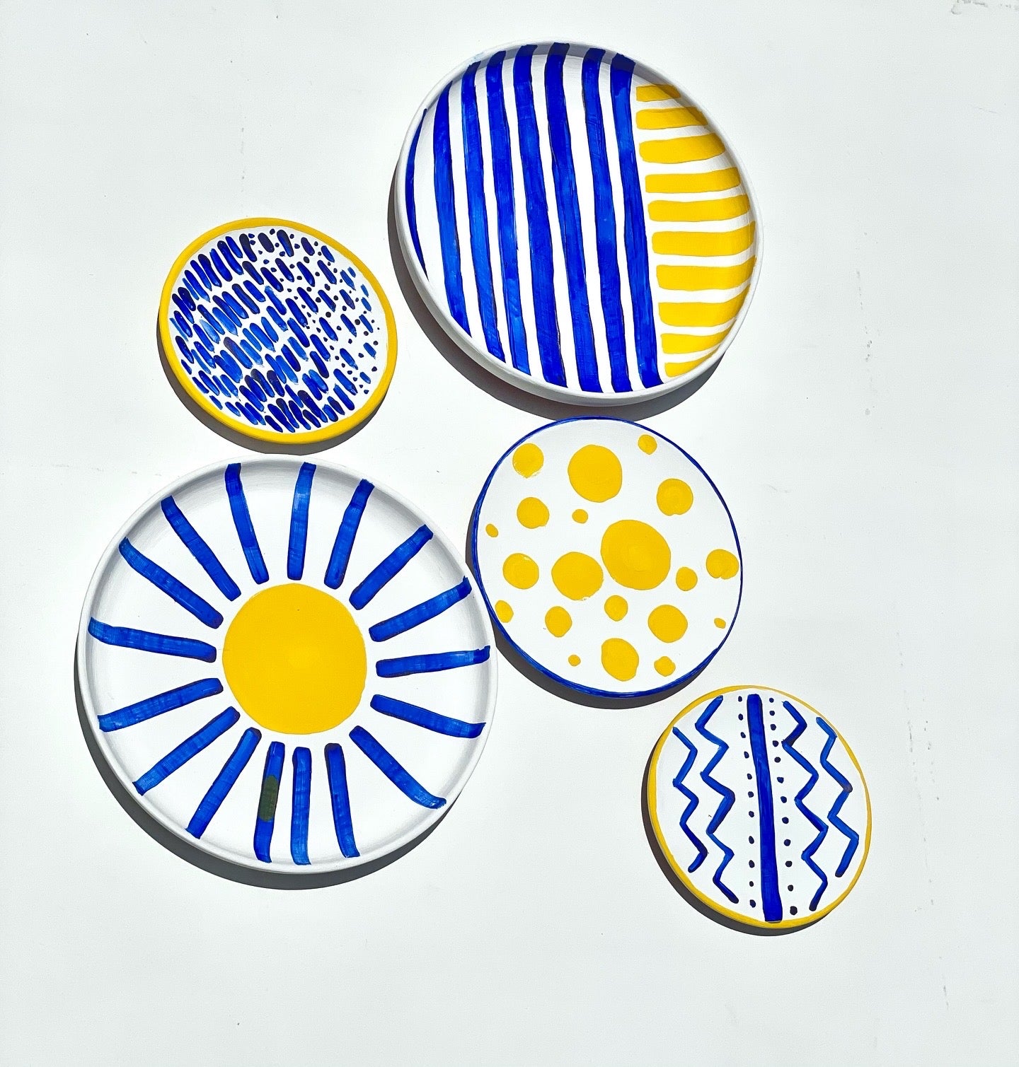 Blue and Yellow Symbolism Patterns Wall Plates