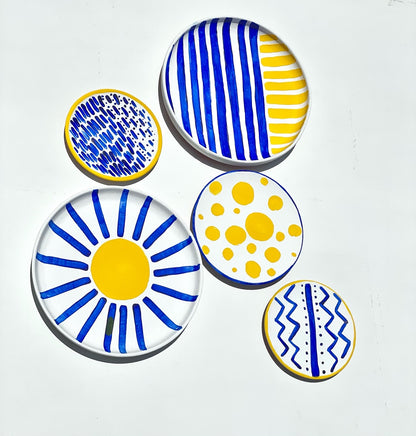 Blue and Yellow Symbolism Patterns Wall Plates