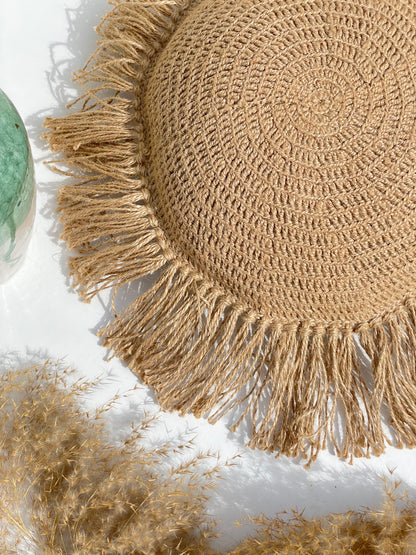 Jute Round fringed Cushion