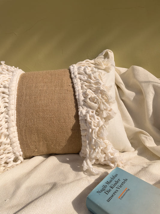 White Fringes Cushion