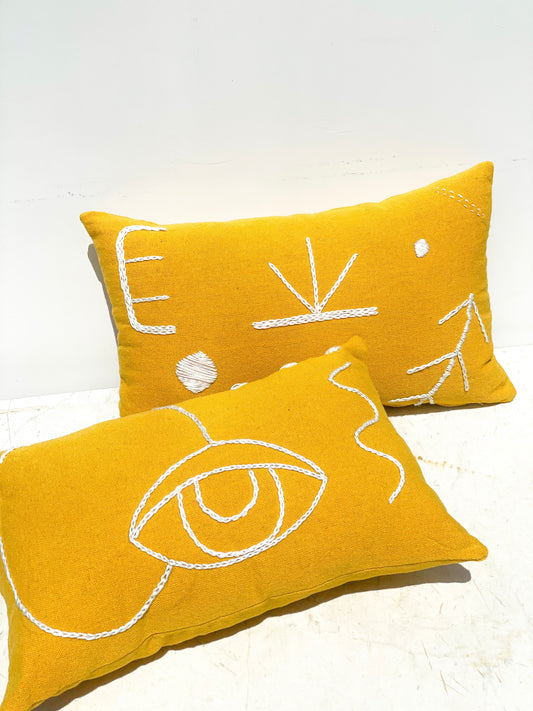 Yellow Evil Eye Cushion