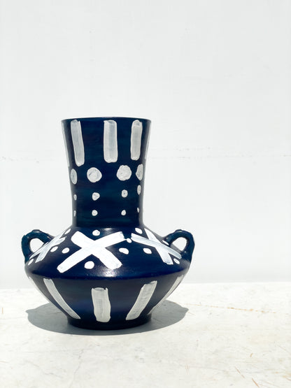 Navy Blue patterned Vase