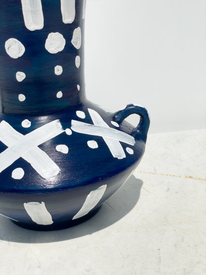 Navy Blue patterned Vase